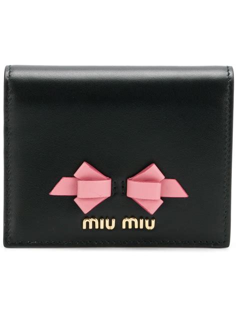 miu miu bow mini wallet|Miu Miu Soft Calfskin Bow Compact Wallet Black Pink.